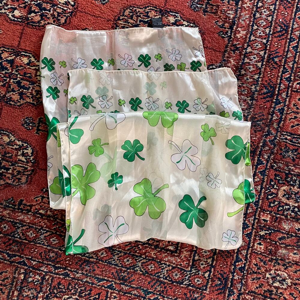 Erin Go Bragh‎ St. Patrick’s Day Shamrock Scarf 13”x 60” Silkfeel Polyester